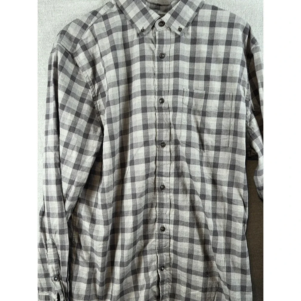 Banana‎ Republic Luxe Flannel Slim Fit Button Down Gray Check Mens XL Comfort